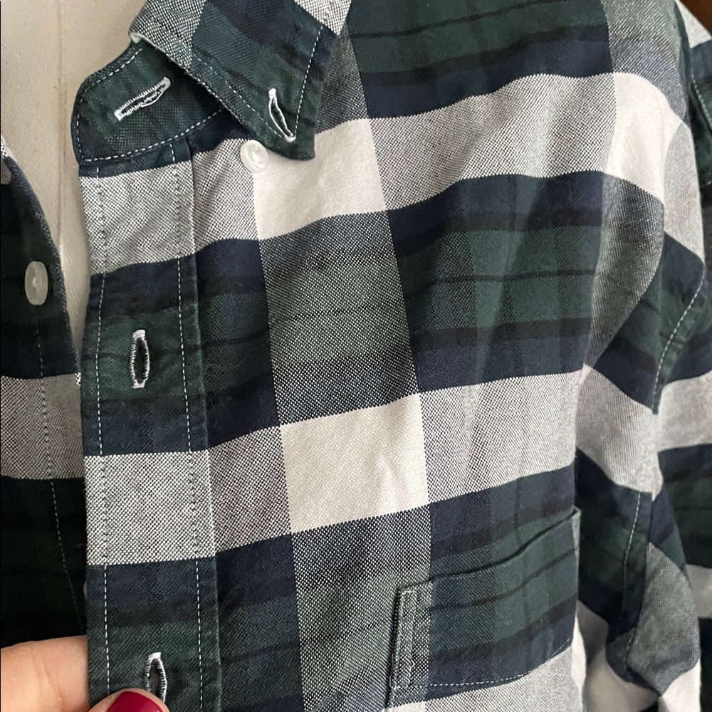 Mercantile J Crew Men's Green and White Plaid Shirt XL - Picture 6 of 10